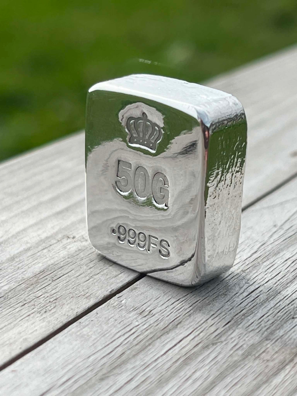 999 Fine Silver 50g Hand Poured Ripple Bar, investment collectable Silver