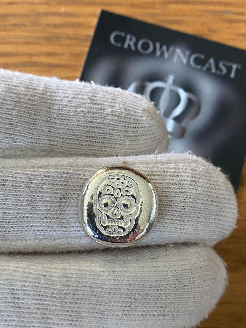 999 Fine silver Hand poured 10g Sugar skull button