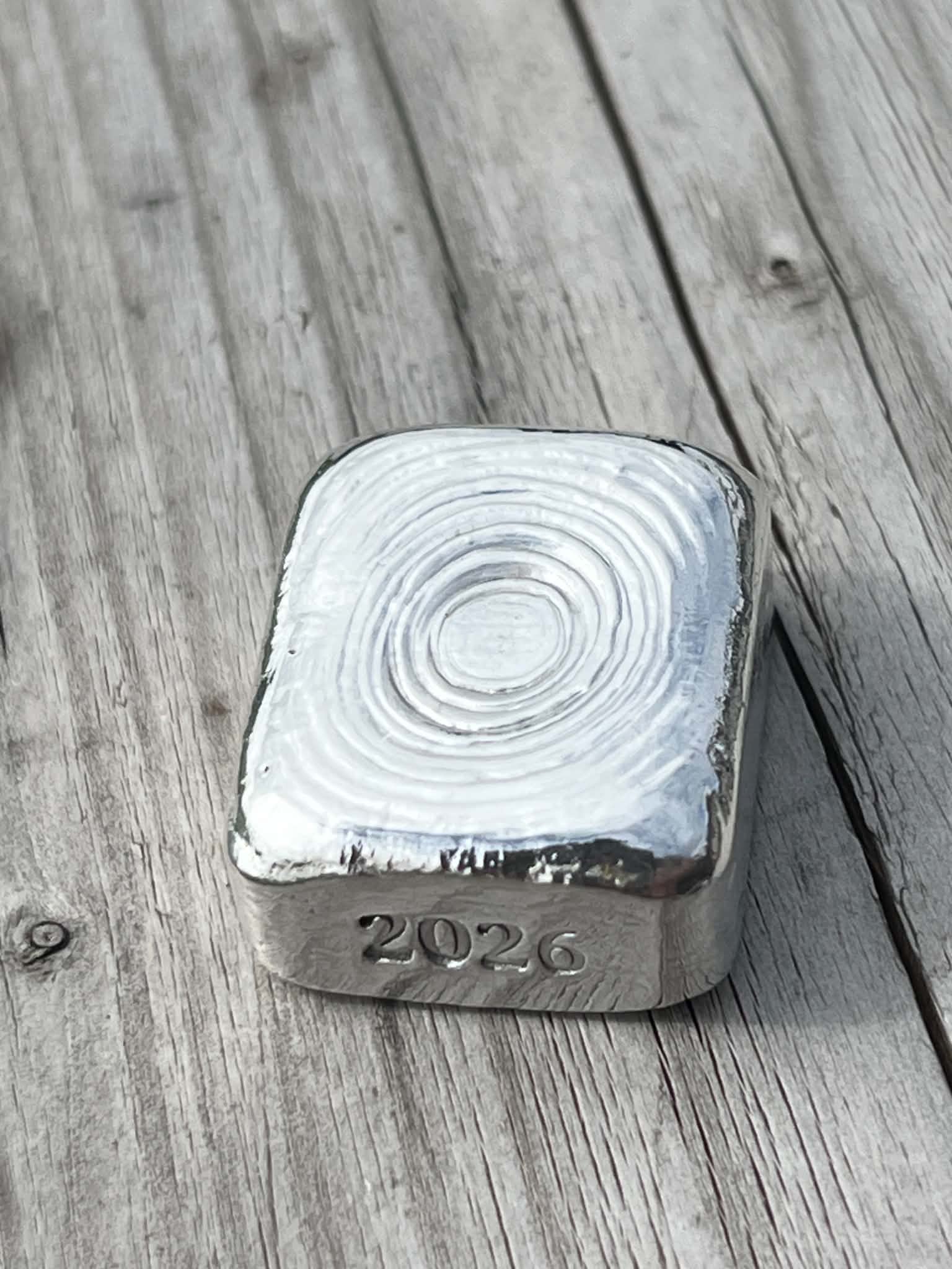999 Fine Silver 50g Hand Poured Ripple Bar, investment collectable Silver