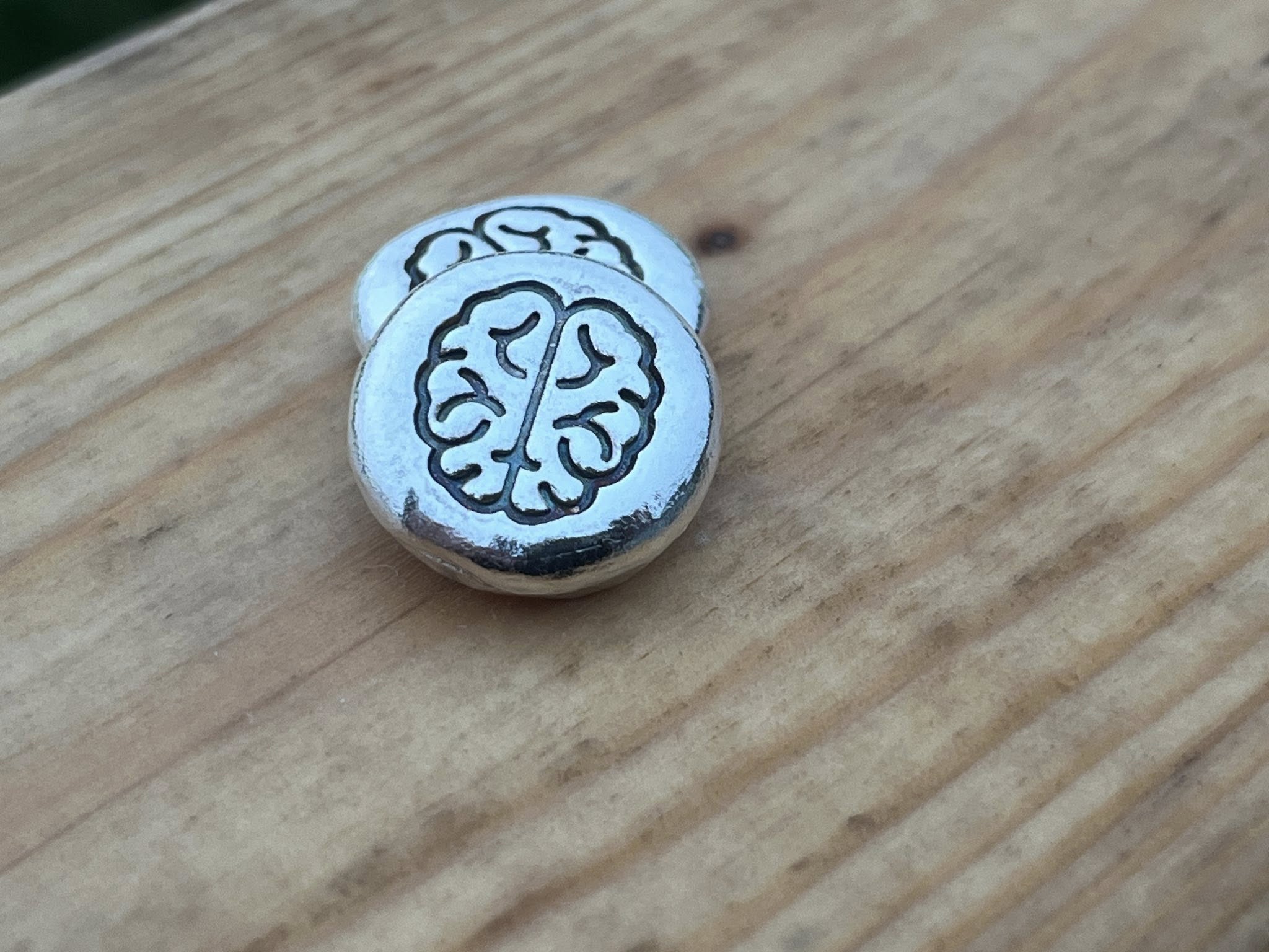 10g 999FS 'The Brain' Silver button, Hand Made novelty investment Silver