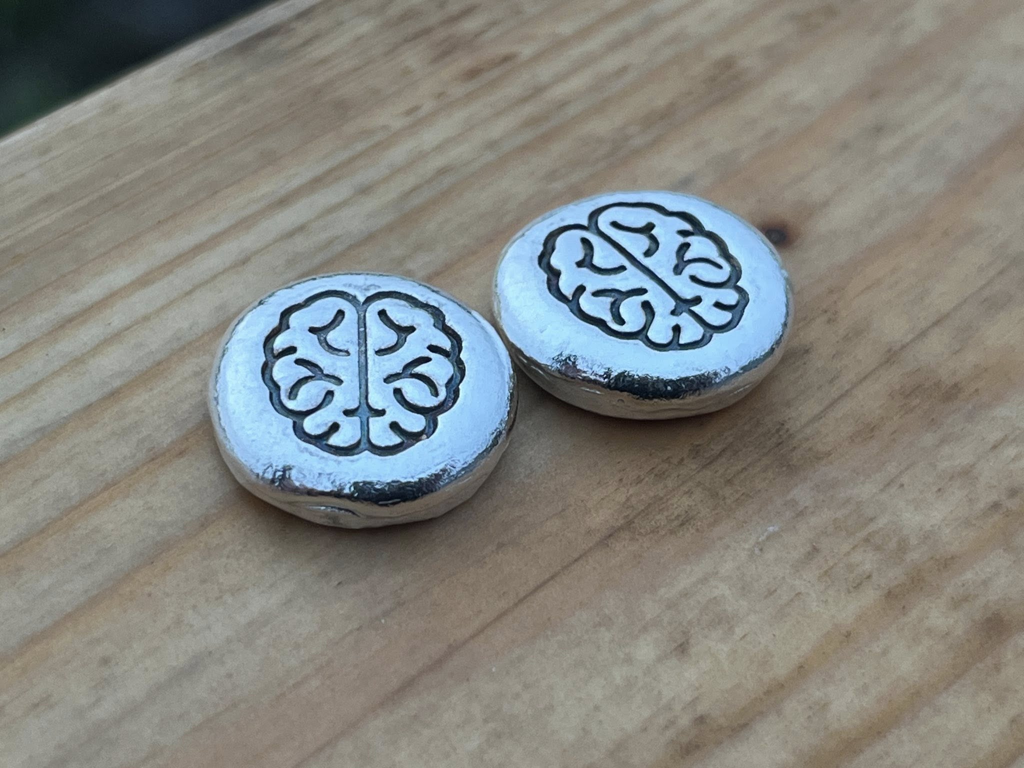 10g 999FS 'The Brain' Silver button, Hand Made novelty investment Silver