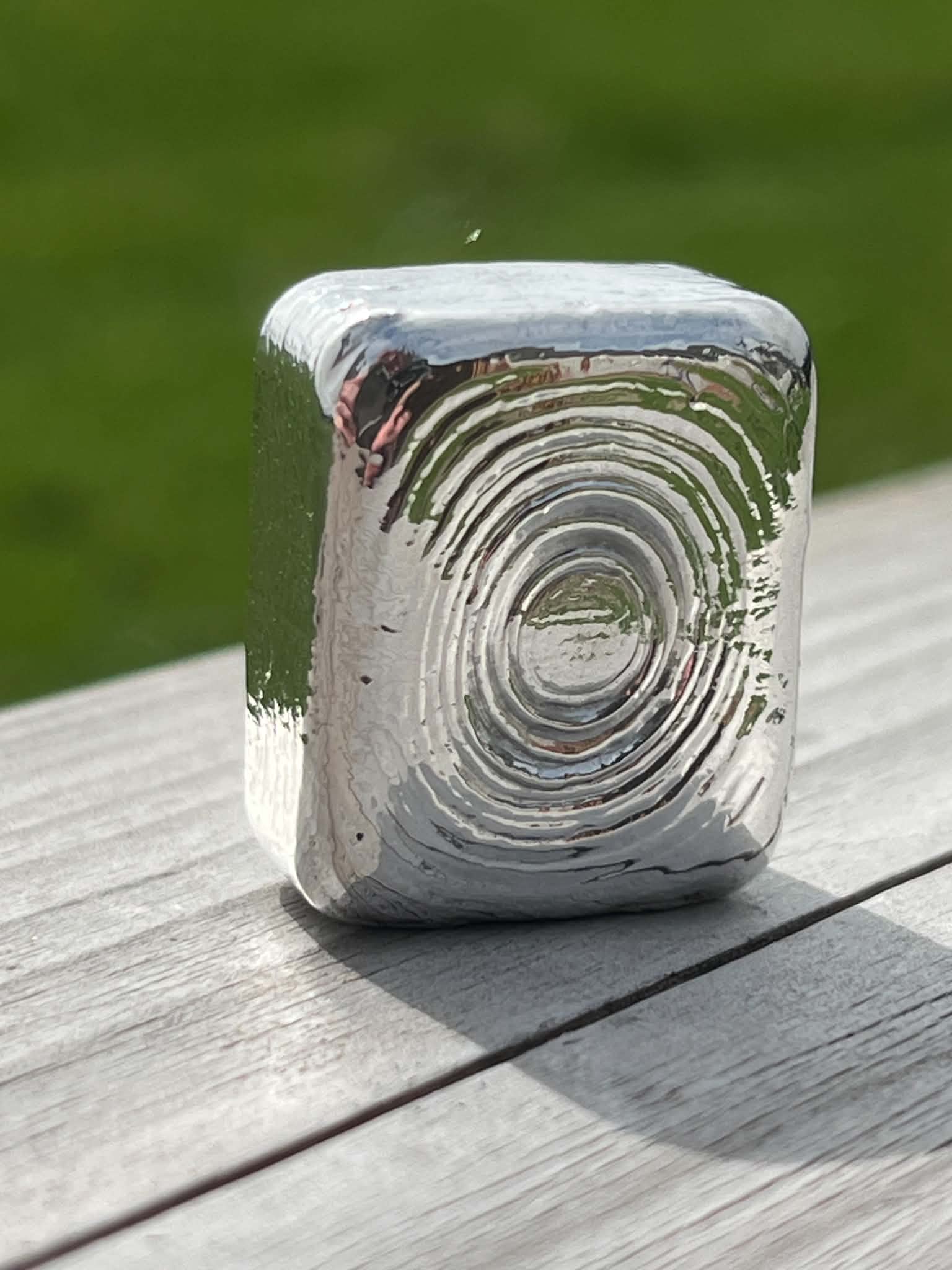 999 Fine Silver 50g Hand Poured Ripple Bar, investment collectable Silver