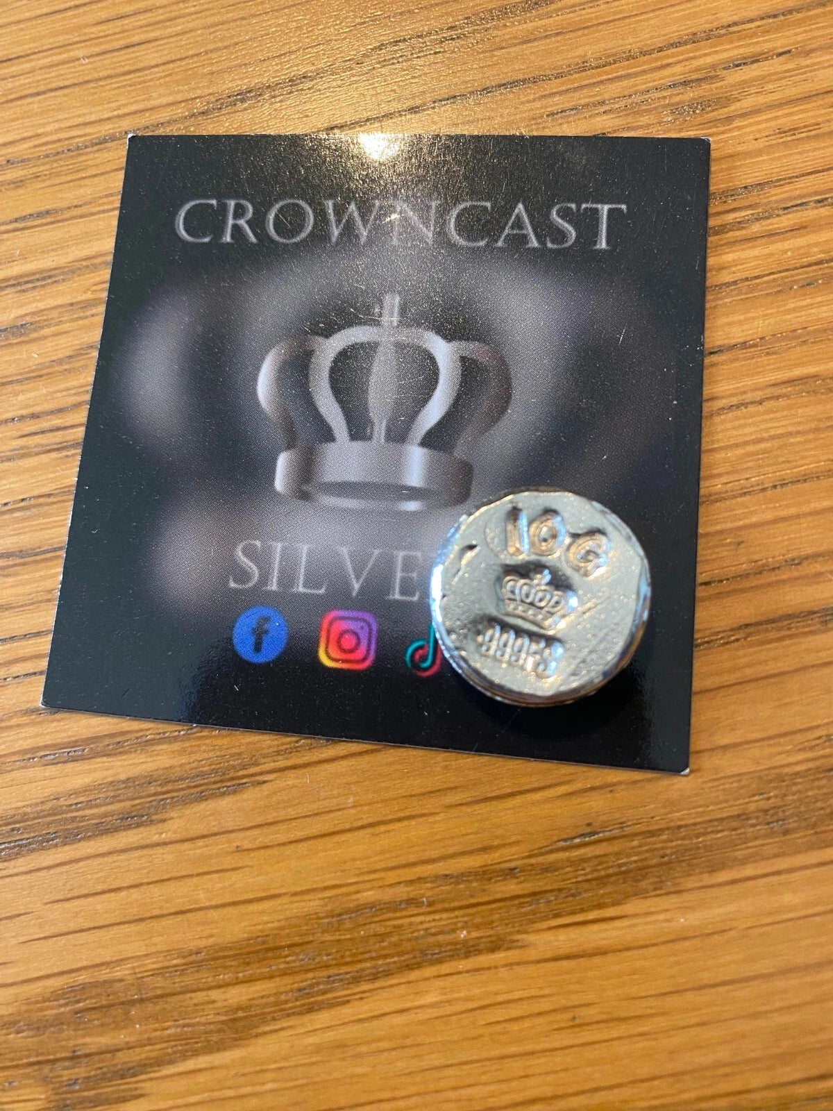 999 Fine Silver Bar 10g Sugar Skull button, hand poured investment silver,