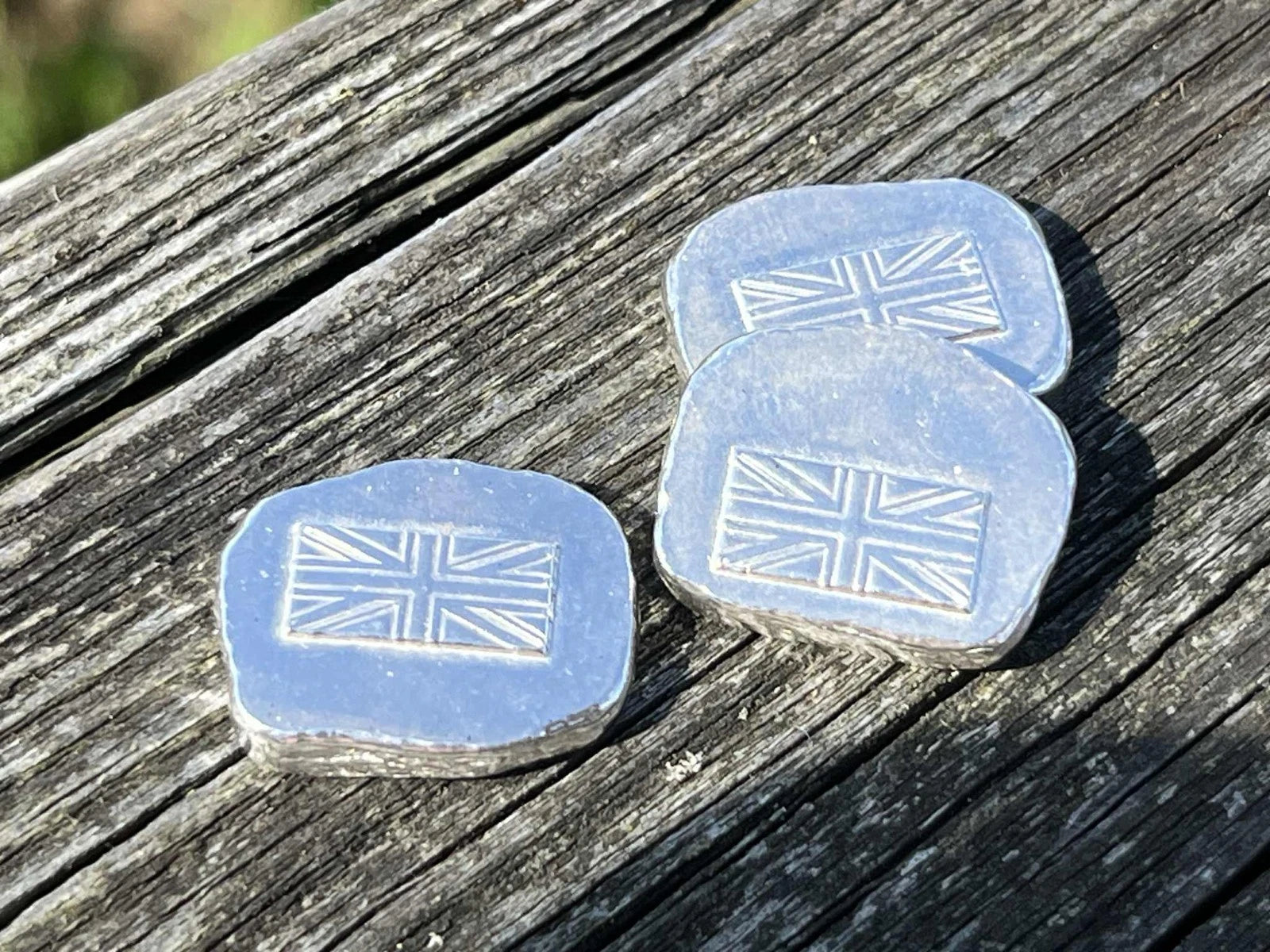 Union Jack, 10G 999 Fine Silver Bar GB FLAG Nugget, investment pure silver bar.