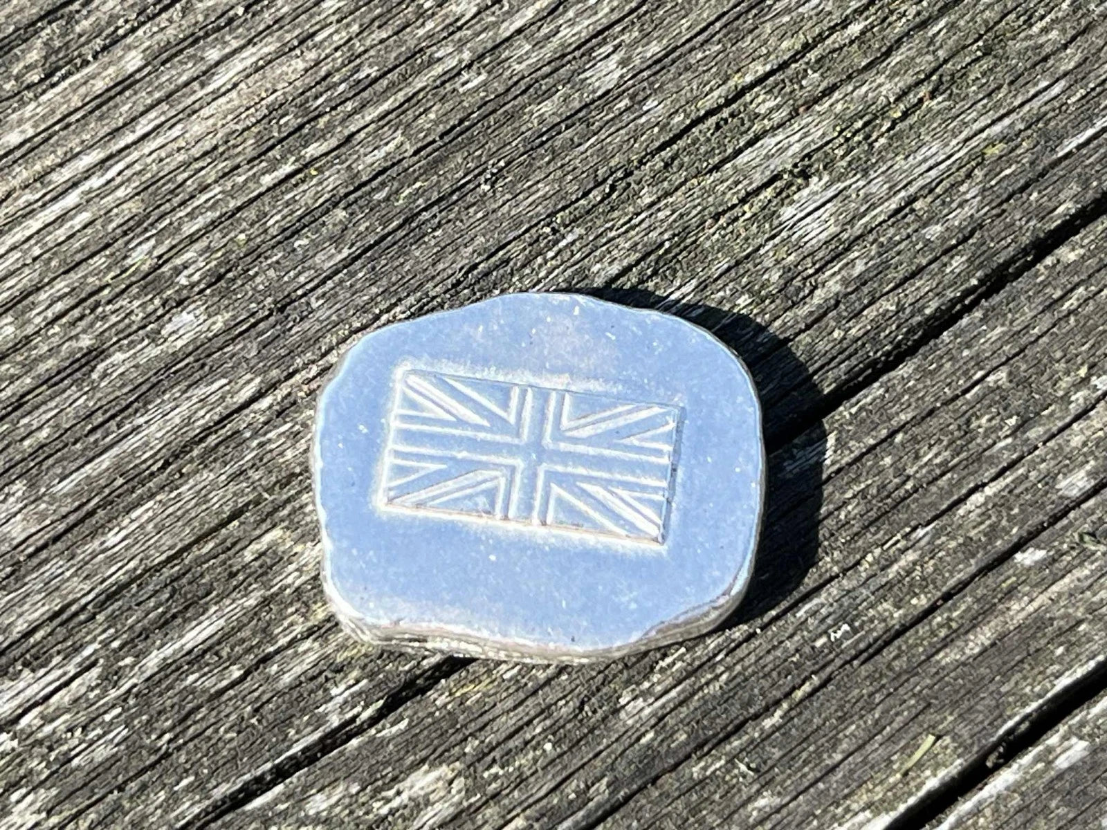 Union Jack, 10G 999 Fine Silver Bar GB FLAG Nugget, investment pure silver bar.